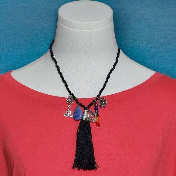 🆕️Boho Tassel 7 Chakra Beaded Necklace | Handmade Yoga Energy Summer Jewelry - Picture 1 of 9